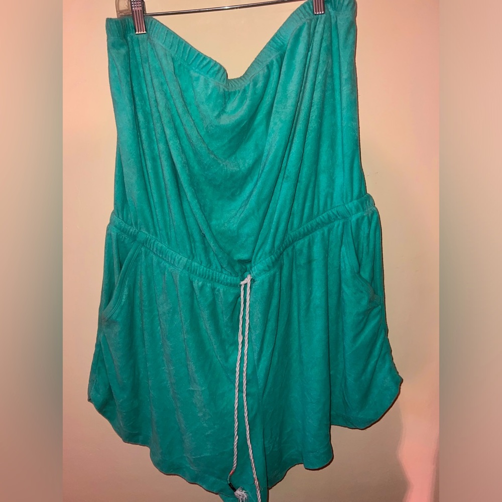 Livi brand terry cloth material romper.